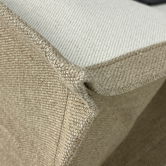 Saint Laurent Rive Gauche Tote Bag Logo Handbag Canvas Beige Black - Picture 3 of 10